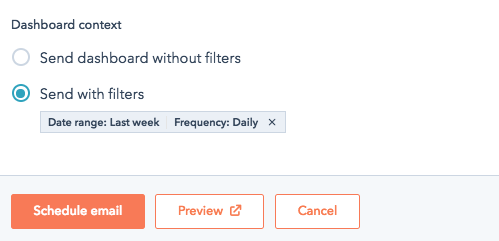 Set HubSpot dashboard report filters